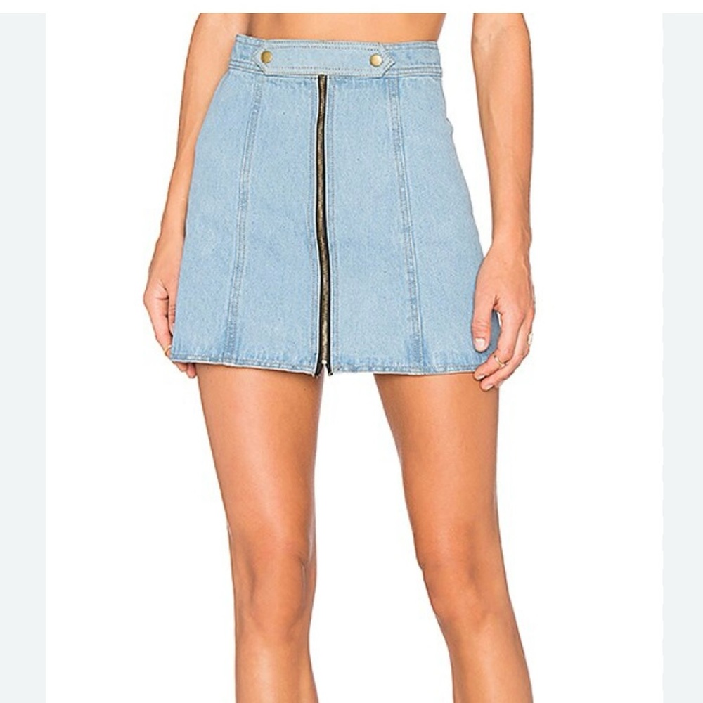Free People• Understated Leather• Light Blue Denim A-Line Skirt
